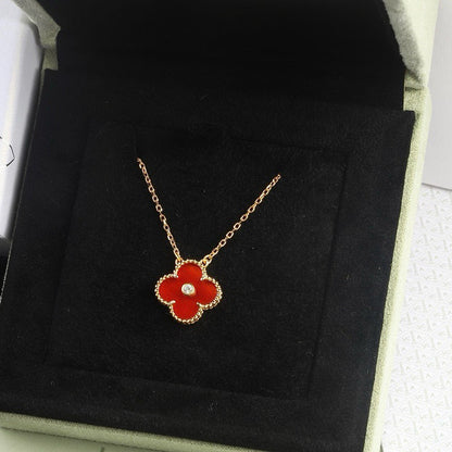 [Plus&Max]CLOVER 15MM DIAMOND CARNELIAN NECKLACE