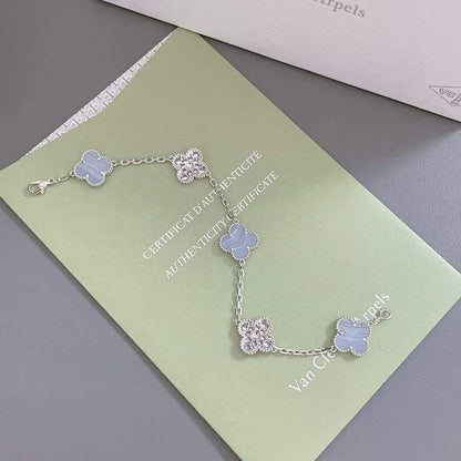[Plus&Max]LUCKY CLOVER 5-MOTIF BRACELET - PURPLE CHALCEDONY COLLECTION
