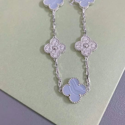 [Plus&Max]LUCKY CLOVER 5-MOTIF BRACELET - PURPLE CHALCEDONY COLLECTION