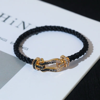 [Plus&Max]FORCE LARGE HORSESHOE BLACK WHITE DIAMOND BRACELET SILVER