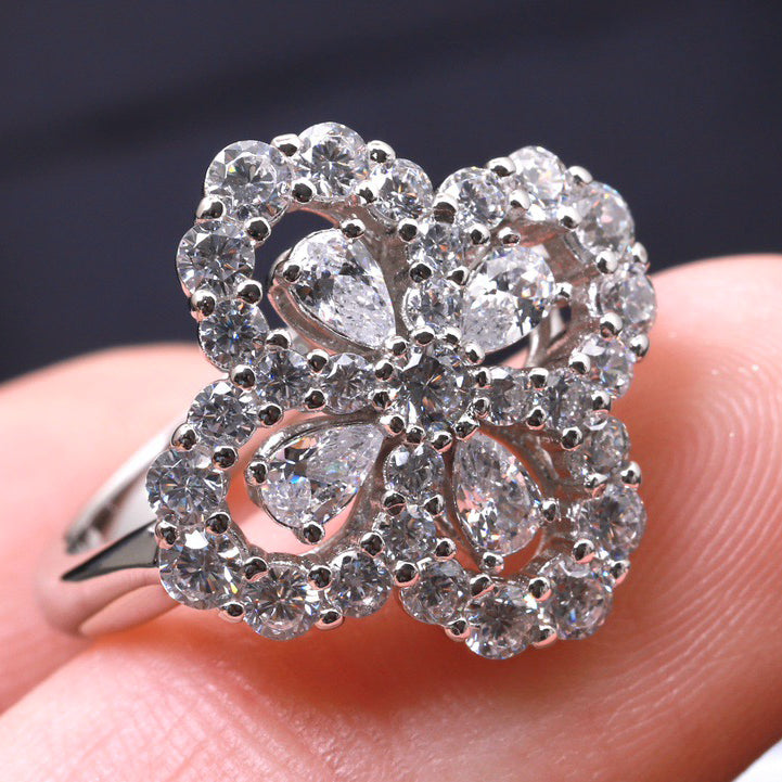 [Plus&Max]LOOP RING FULL MOTIF DIAMOND 16MM SILVE
