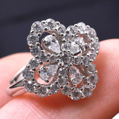[Plus&Max]LOOP RING FULL MOTIF DIAMOND 16MM SILVE