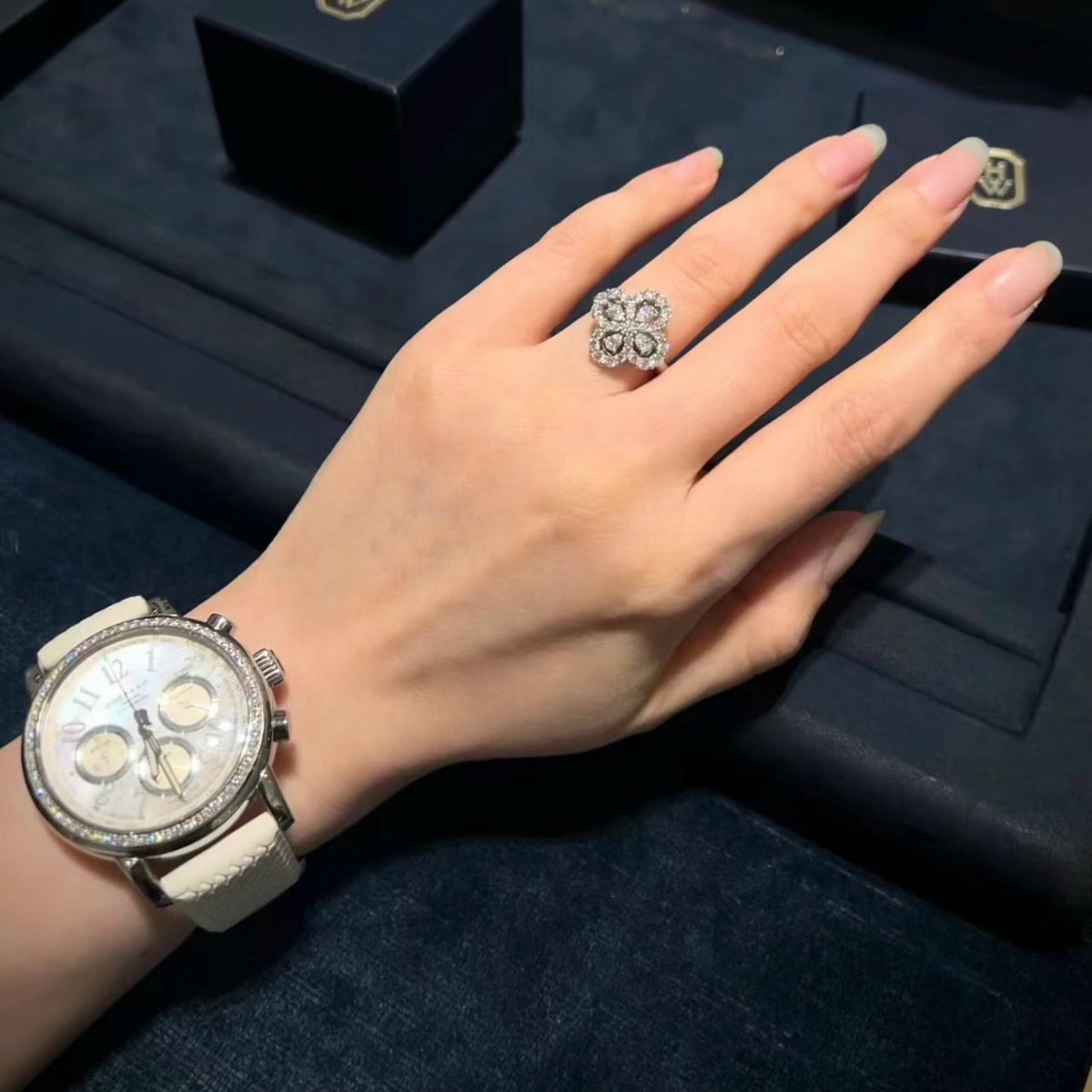 [Plus&Max]LOOP RING FULL MOTIF DIAMOND 16MM SILVE