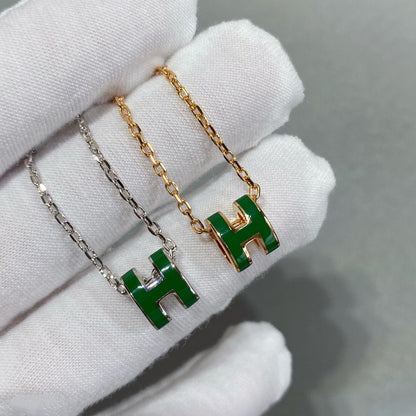 [Plus&Max]POP H GREEN NECKLACE SILVER AND GOLD
