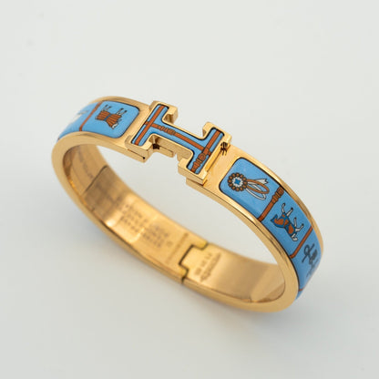 [Plus&Max]H PINK GOLD BRACELET BLUE CERAMIC