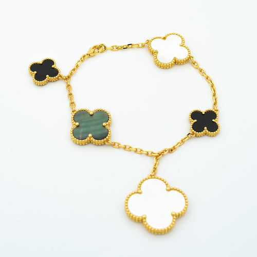 [Plus&Max]CLOVER BRACELET 5 MOTIFS ONYX MOP