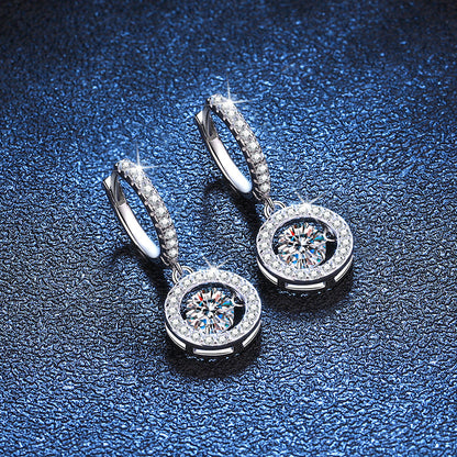 [Plus&Max]DANCING MOISSANITE HALO DROP HOOP EARRINGS