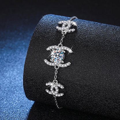 [Plus&Max]CLASSIC INTERLOCKING MOISSANITE BRACELET