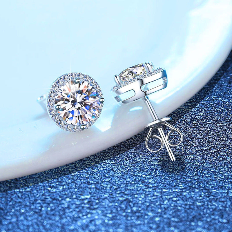 [Plus&Max]CLASSIC 4-PRONG ROUND MOISSANITE STUD EARRINGS
