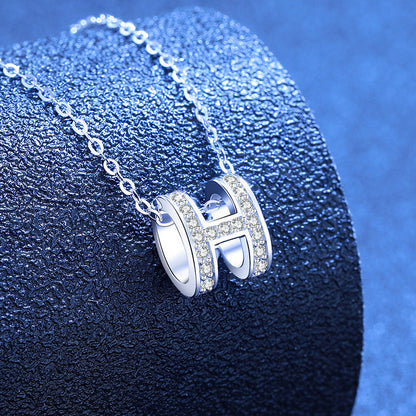 [Plus&Max]FULL-PAVE "H" MOISSANITE PENDANT NECKLACE