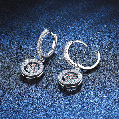[Plus&Max]DANCING MOISSANITE HALO DROP HOOP EARRINGS