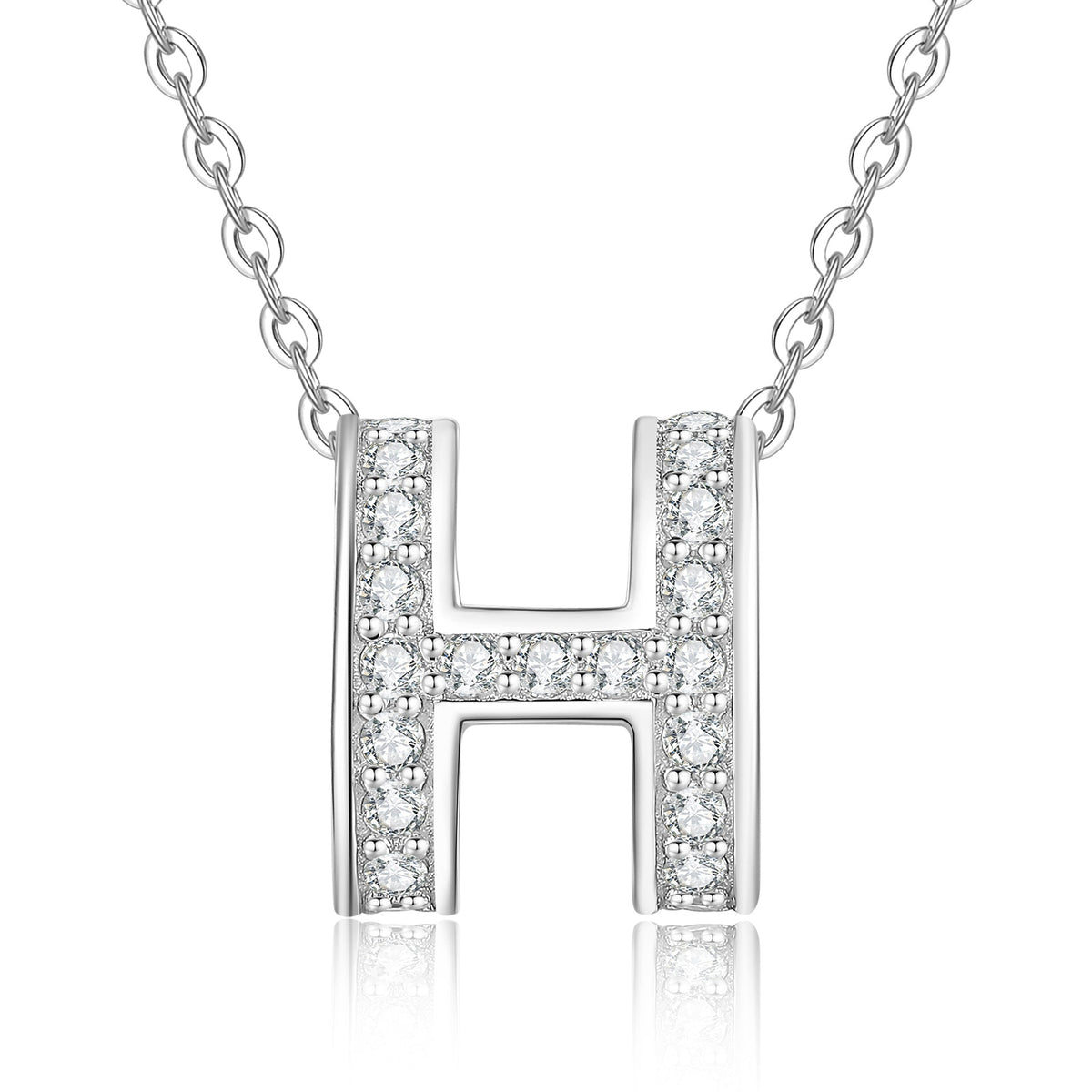 [Plus&Max]FULL-PAVE "H" MOISSANITE PENDANT NECKLACE