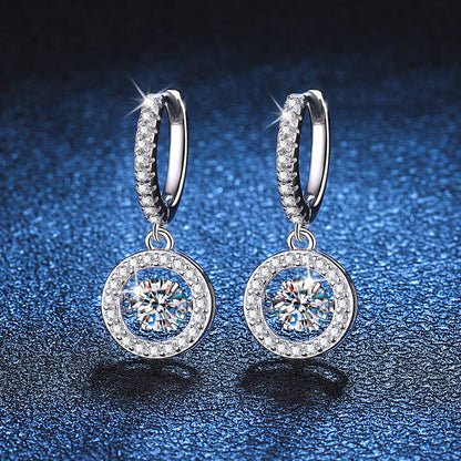 [Plus&Max]DANCING MOISSANITE HALO DROP HOOP EARRINGS