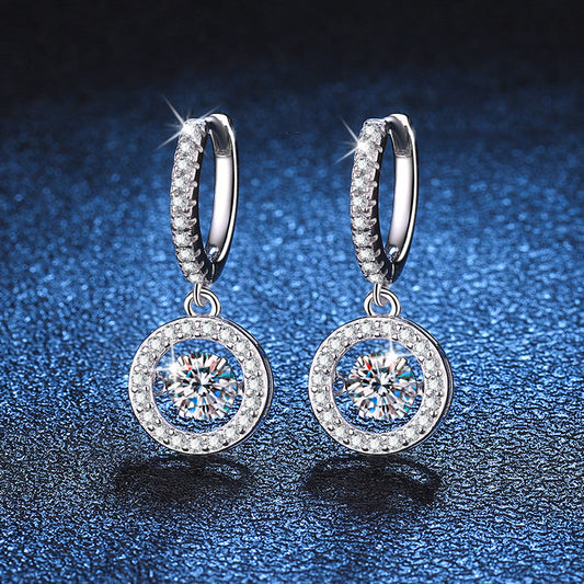 [Plus&Max]DANCING MOISSANITE HALO DROP HOOP EARRINGS