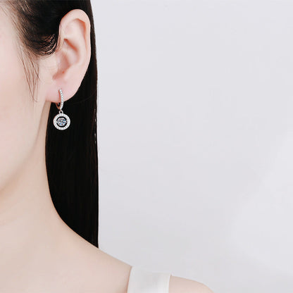 [Plus&Max]DANCING MOISSANITE HALO DROP HOOP EARRINGS