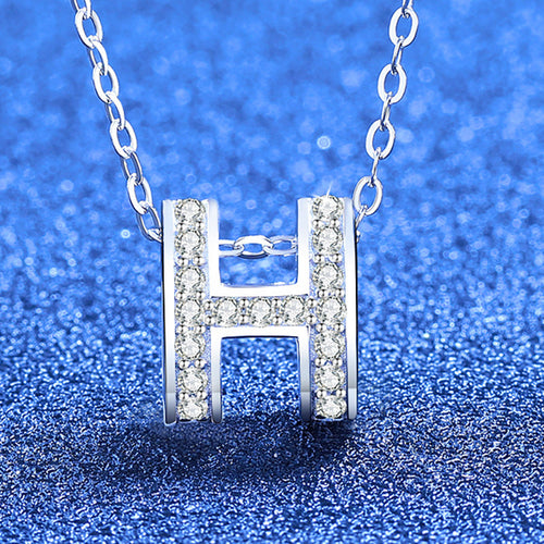 [Plus&Max]FULL-PAVE "H" MOISSANITE PENDANT NECKLACE
