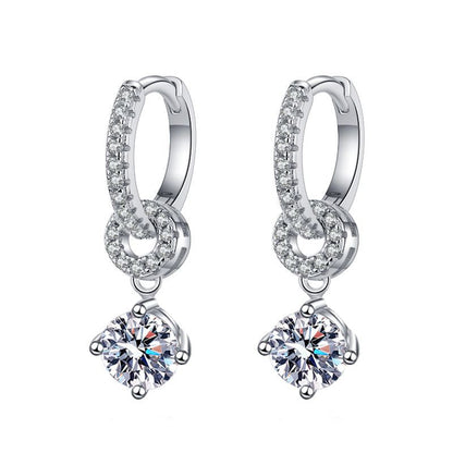 [Plus&Max]INTERLOCKING DOUBLE RING MOISSANITE DROP EARRINGS