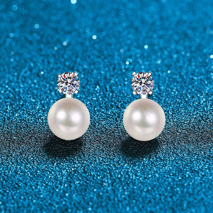 [Plus&Max]ELEGANT NATURAL PEARL & MOISSANITE DROP EARRINGS