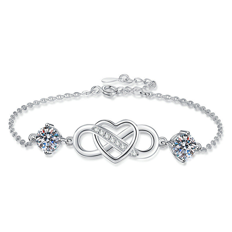 [Plus&Max]DOUBLE-STONE "LOVE LINK" MOISSANITE BRACELET
