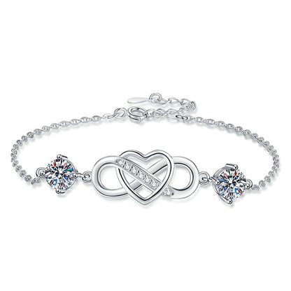 [Plus&Max]DOUBLE-STONE "LOVE LINK" MOISSANITE BRACELET