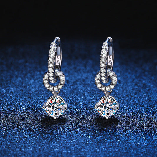 [Plus&Max]INTERLOCKING DOUBLE RING MOISSANITE DROP EARRINGS