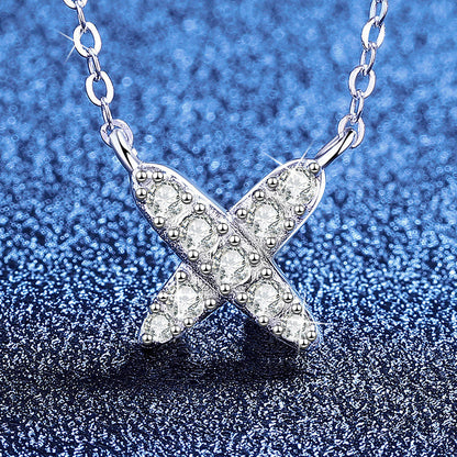 [Plus&Max]MODERN X-SHAPE PAVÉ MOISSANITE NECKLACE