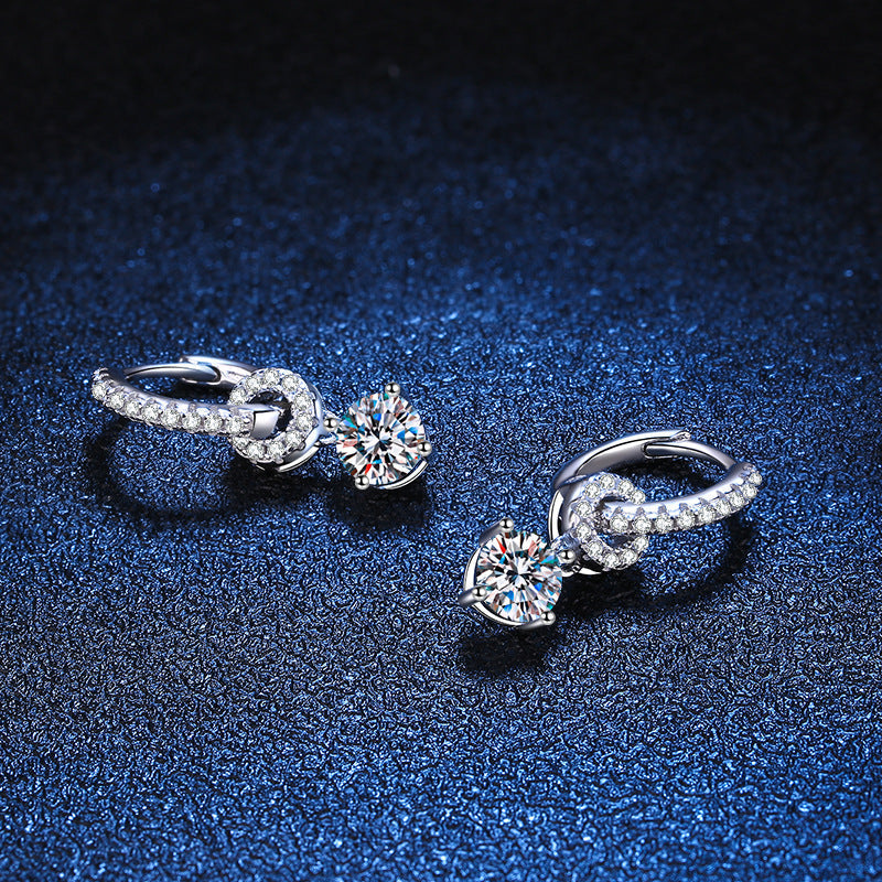 [Plus&Max]INTERLOCKING DOUBLE RING MOISSANITE DROP EARRINGS