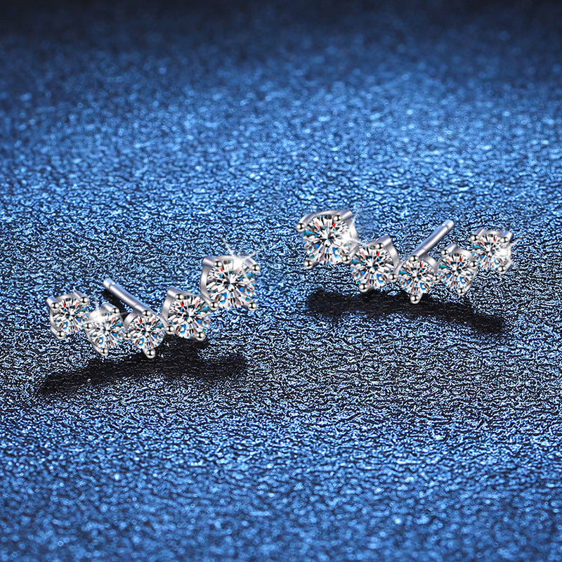 [Plus&Max]SPARKLING SMILE ARC MOISSANITE STUD EARRINGS