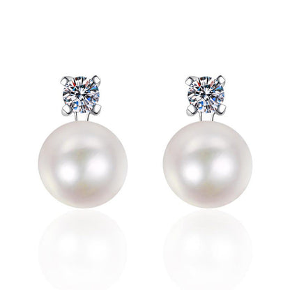 [Plus&Max]ELEGANT NATURAL PEARL & MOISSANITE DROP EARRINGS