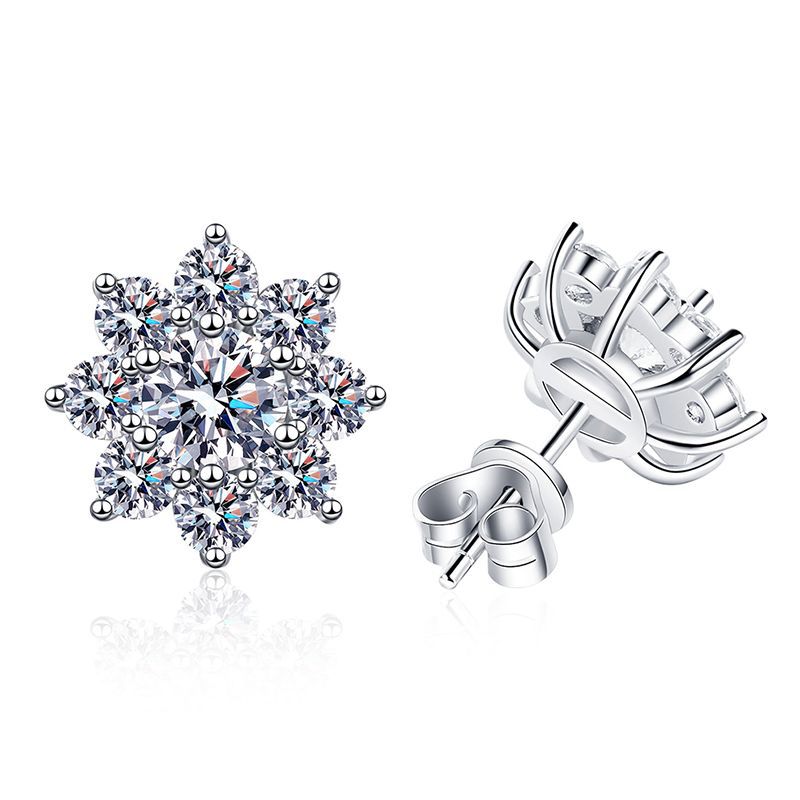 [Plus&Max]RADIANT SUNFLOWER MOISSANITE STUD EARRINGS