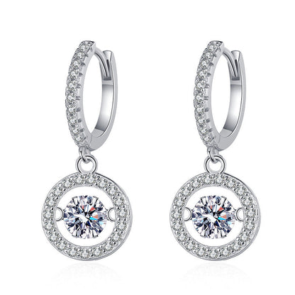 [Plus&Max]DANCING MOISSANITE HALO DROP HOOP EARRINGS