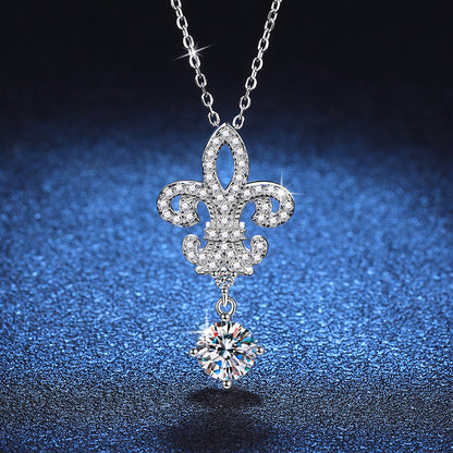 [Plus&Max]ROYAL FLEUR-DE-LIS MOISSANITE PENDANT NECKLACE