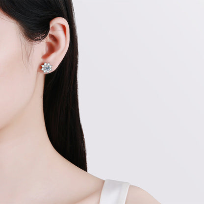 [Plus&Max]RADIANT SUNFLOWER MOISSANITE STUD EARRINGS