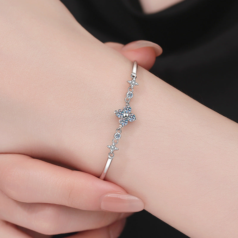 [Plus&Max]CLOVER & TWIN-STAR MOISSANITE BRACELET