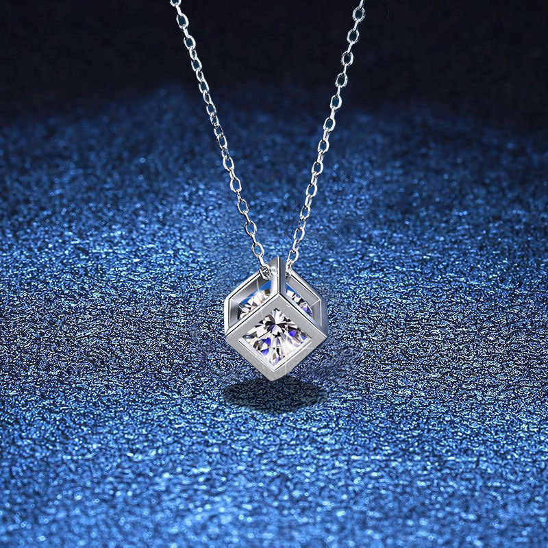 [Plus&Max]GEOMETRIC SUGAR-CUBE MOISSANITE NECKLACE