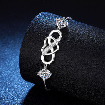 [Plus&Max]DOUBLE-STONE "LOVE LINK" MOISSANITE BRACELET