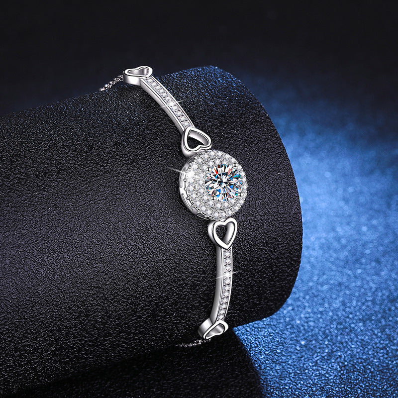 [Plus&Max]INTERLOCKING HEART & CIRCLE MOISSANITE BRACELET