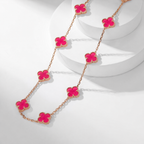 [Plus&Max]NEW CLOVER 10 MOTIFS PINK ENAMEL NECKLACE
