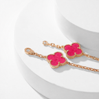 [Plus&Max]NEW CLOVER 10 MOTIFS PINK ENAMEL NECKLACE
