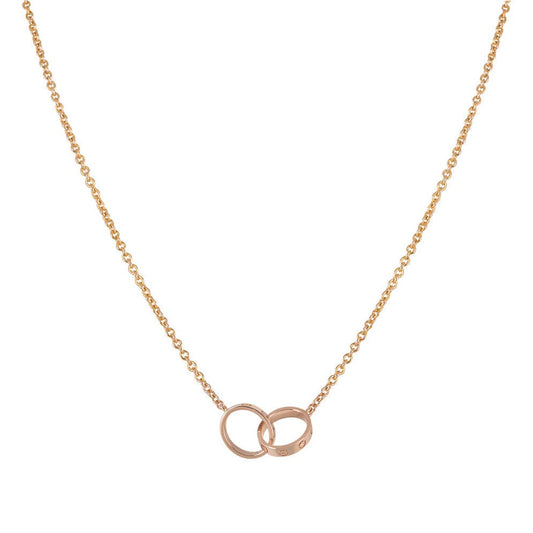 [Plus&Max]LOVE NECKLACE DOUBLE RING PINK GOLD