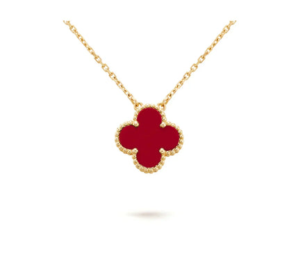 [Plus&Max]CLOVER 15MM CARNELIAN SINGLE FLOWER NECKLACE