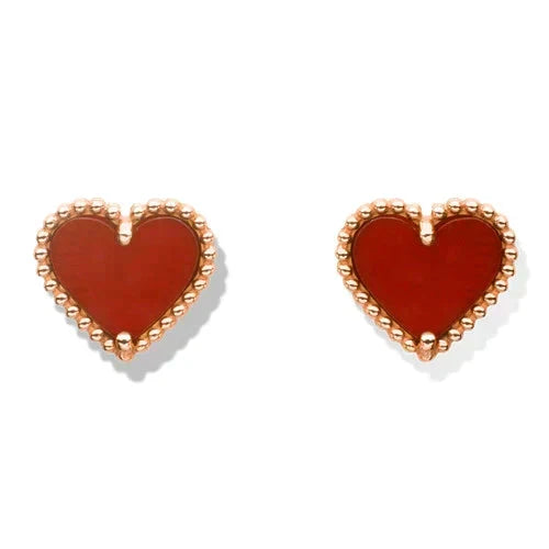 [Plus&Max]HEART CARNELIAN STUD EARRINGS