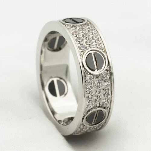 [Plus&Max]LOVE RING 5.5MM DIAMONDS PAVED CERAMIC