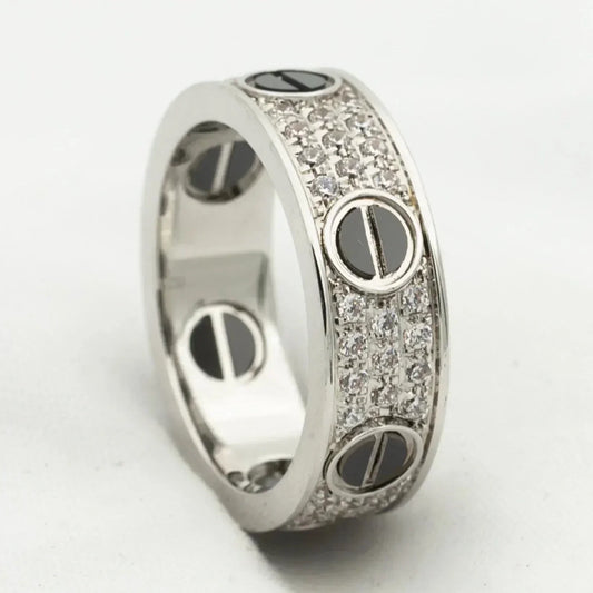 [Plus&Max]LOVE RING 5.5MM DIAMONDS PAVED CERAMIC