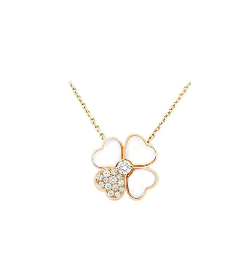 [Plus&Max]CLOVER MOP DIAMOND ROSE GOLD NECKLACE