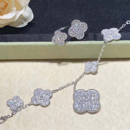 [Plus&Max]CLOVER 6 MOTIFS SILVER DIAMOND BRACELET
