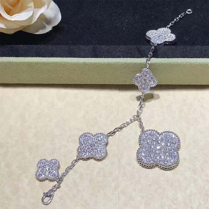[Plus&Max]CLOVER 6 MOTIFS SILVER DIAMOND BRACELET