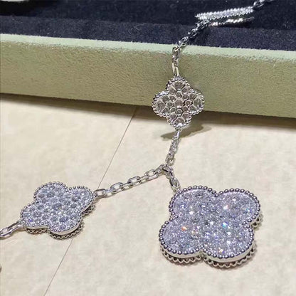 [Plus&Max]CLOVER 6 MOTIFS SILVER DIAMOND BRACELET