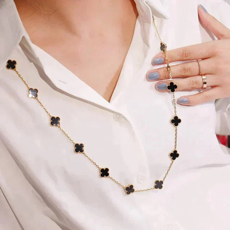 [Plus&Max]CLOVER 20 MOTIFS ONYX NECKLACE