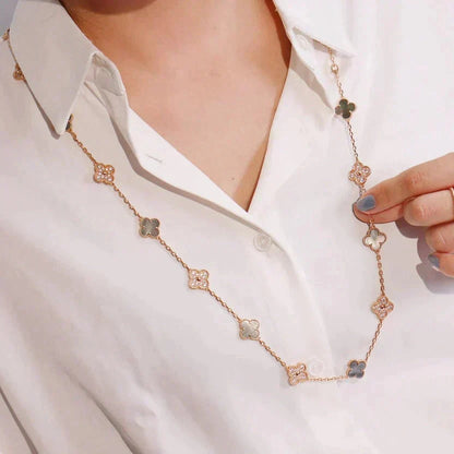 [Plus&Max]CLOVER 20 MOTIFS DARK MOP DIAMOND  NECKLACE